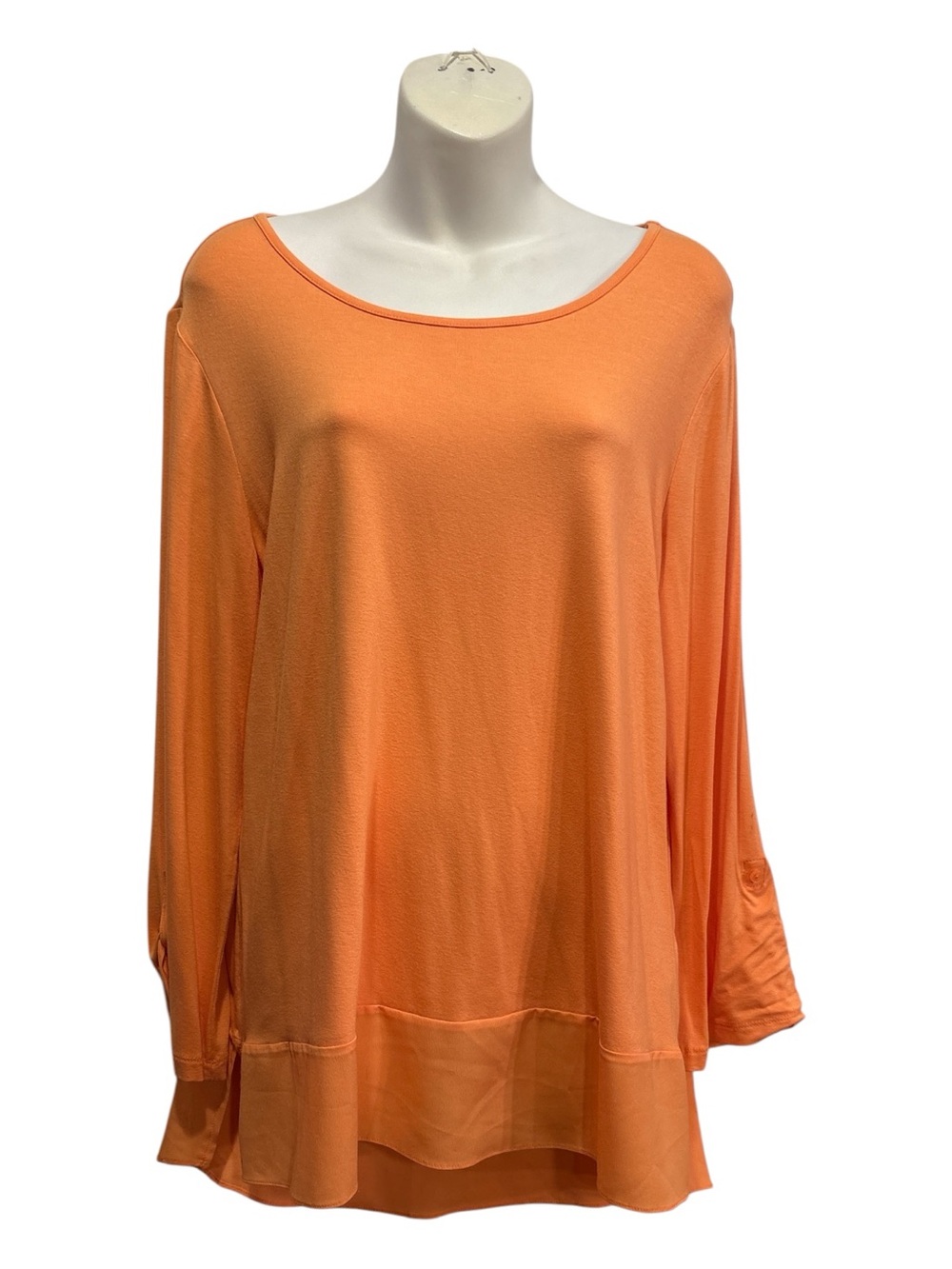 Chico's Peach Long-Sleeve Scoop-Neck Top. Size large or Chico’s size 2